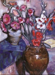 Still Life - Vases Of Flowers by Jan Frank Niemantsverdriet