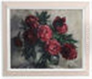 Still Life Of Red Peonies by Paul Nietsche