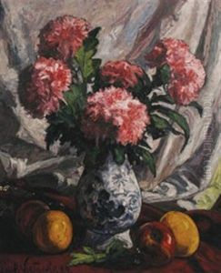 Still Life Of Fruit And Flowers by Paul Nietsche