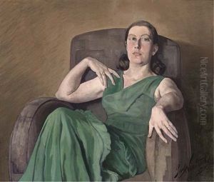Portrait Of A Lady In A Green Dress by Paul Nietsche