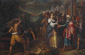 Judah And Tamar by Adriaen van Nieulandt