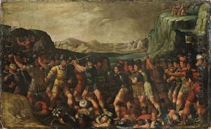A Battle Scene From The Old Testament by Adriaen van Nieulandt