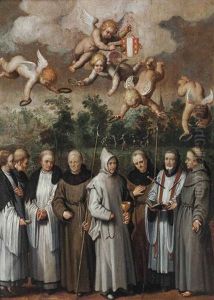 Saint Thomas Becket Surrounded By Monks And Being Heralded By Putti