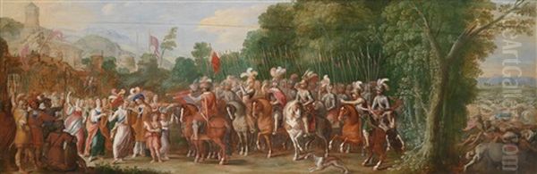 Musizierende Festlich Geschmuckte Frauen Empfangen Karl V Und Sein Heer Beim Triumphalen Einzug In Die Befreite Stadt Tunis - view 1