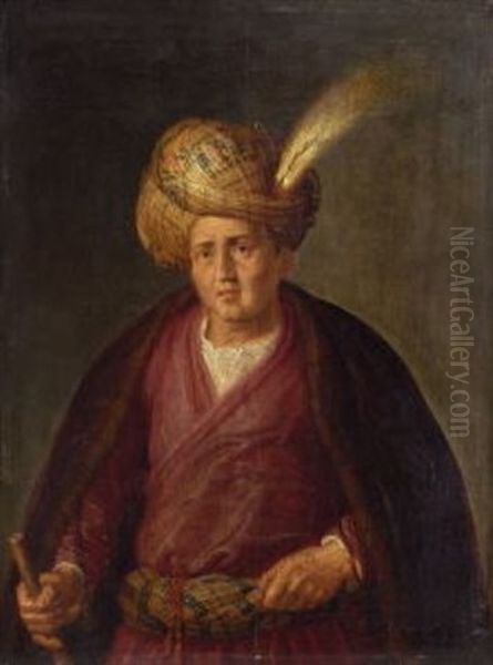 Orientale Mit Turban Und Pelzverbramtem Mantel - view 1