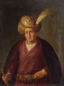 Orientale Mit Turban Und Pelzverbramtem Mantel thumbnail