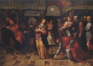 Christ Et La Femme Adultere by Adriaen van Nieulandt