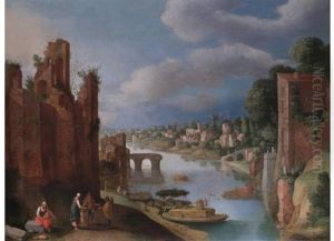 Romische Stadtvedute Mit Blick Auf Den Tiber