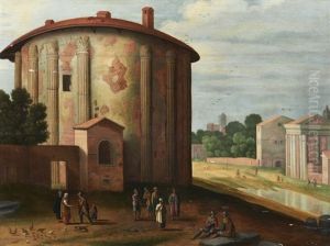 Vue Du Temple D'hercule A Rome by Willem van, the Younger Nieulandt