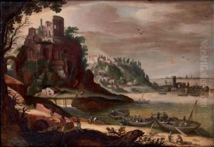 Paysage De Riviere Avec Le Temple De La Sybille De Tivoli