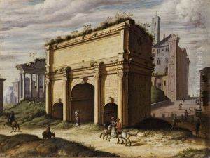Veduta Dell'arco Di Settimio Severo E Del Clivo Capitolino Con Cavalieri In Abiti Orientali