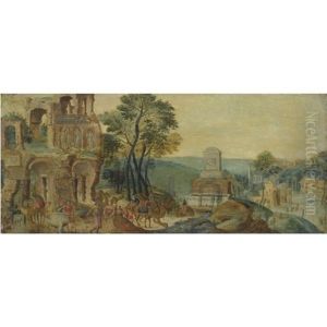 The Meeting Of Rebecca With Eliezer At The Well by Willem van, the Younger Nieulandt