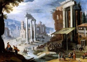 Blick Auf Den Campo Vaccino, Das Forum In Rom by Willem van, the Younger Nieulandt