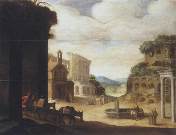 A Classical Landscape With A Drover And Mules, And A Religious Procession Beyond - view 1
