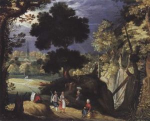 Promeneurs En Foret by Willem van, the Younger Nieulandt