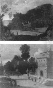 Promenade De Personnages Dans Le Jardin D'un Palais Classique