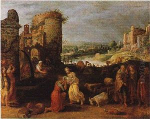 Rebecca Ed Eleazaro Al Pozzo, Entro Paesaggio Con Il Palatino by Willem van, the Younger Nieulandt