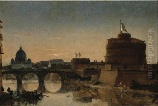 The Castel Sant'angelo And The Pont Sant'angelo With Vatican In Distance - view 1