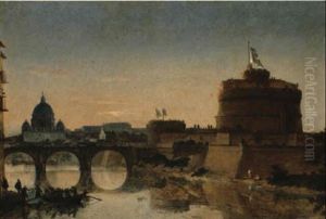 The Castel Sant'angelo And The Pont Sant'angelo With Vatican In Distance