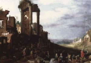 Villageois Parmi Des Ruines Antiques Villageois Parmi Des Ruines Antiques