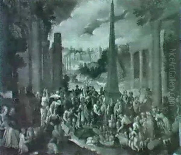 A Market Among Ruins In An Italianate Landscape. - view 1