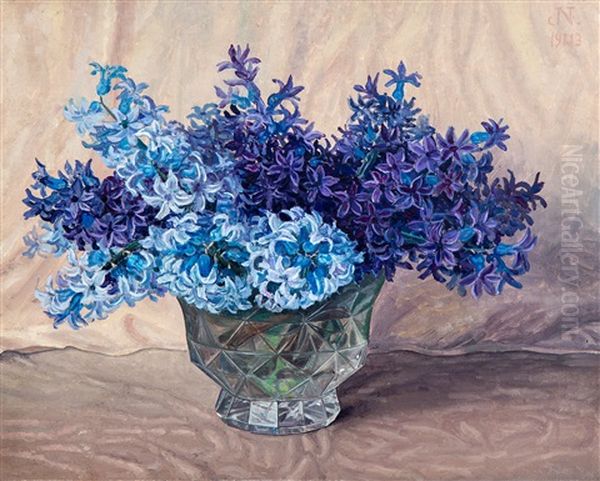 Hyacinths In Crystal Vase - view 1