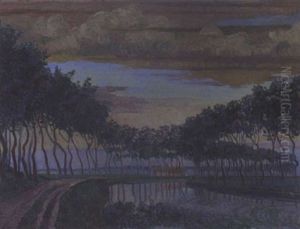 Avondstemming Aan Een Vaart by Jakob Nieweg