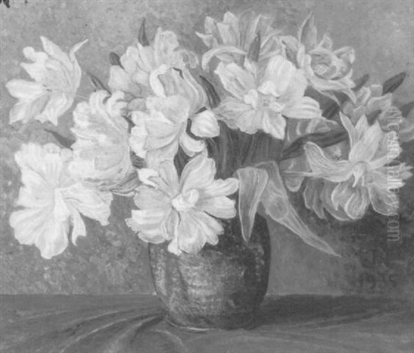 Een Bloemstilleven Met Witte Tulpen - view 1