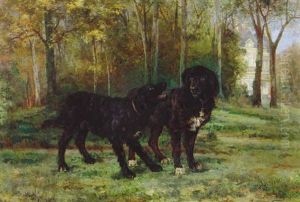 Chiens Devant Un Chateau