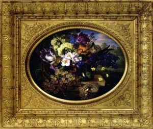 Plaque Ornee D'un Bouquet De Fleurs