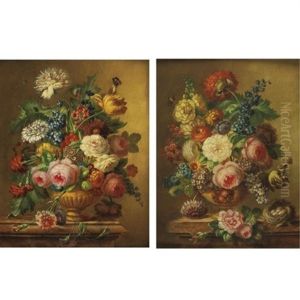 Still Life With Flowers In Stone Urns (pair)