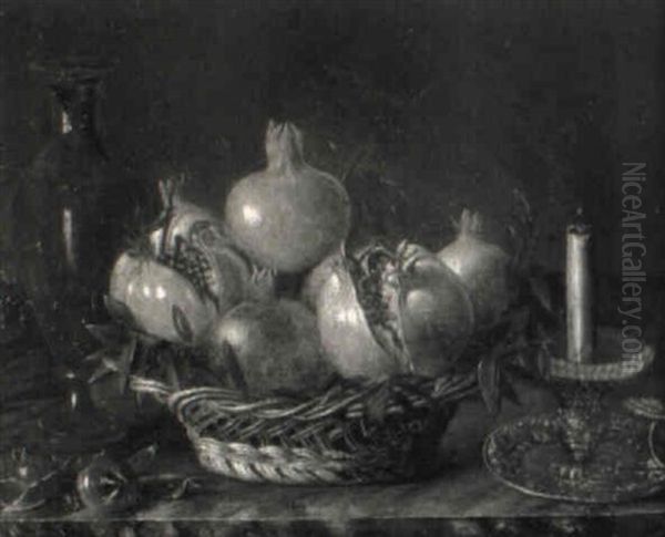 Stilleben Mit Fr_chtekorb, Kerze Und Vase - view 1
