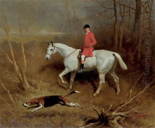A Huntsman On A Grey Horse, Riding Through A Wood With A Hound On The Scent - view 1