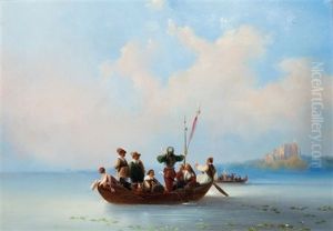 Soldiers In A Boat Leaving A Fort