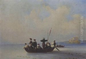 Elegant Figures In A Boat Accompanying A Lady by Olga Nikolajewna von Wuerttemberg
