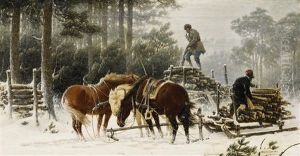 Holzfaller Im Wintersturm