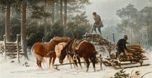 Holzfaller Im Winter by Arthur Johann Severin Nikutovski