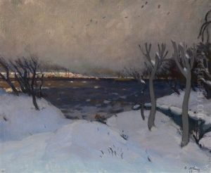 Snowy Landscape by Peter Alexanrovitch (Pierre) Nilouss