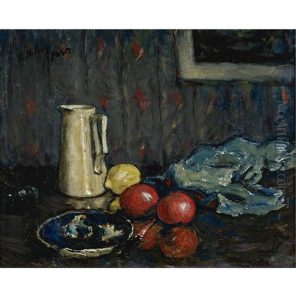 Nature Morte Bleue Au Pot Blanc - view 1