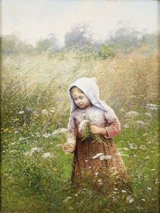 Flicka Pa Blomsterang by Johan Severin Nilsson