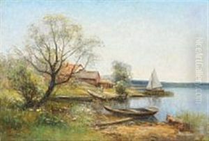 Coastal Scene With Fishing Boats by Johan Severin Nilsson