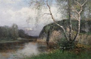 Landskap Med Vattendrag Landskap Med Vattendrag