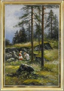 Barn Pa Skogspromenad
