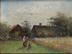 Sommarlandskap Med Figurer by Johan Severin Nilsson