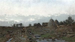 Landskap Med Hohassjor Och Figur I Hast Och Vagn Landskap Med Hohassjor Och Figur I Hast Och Vagn