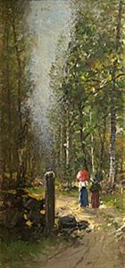 Promenerande Damer Med Parasoll by Johan Severin Nilsson