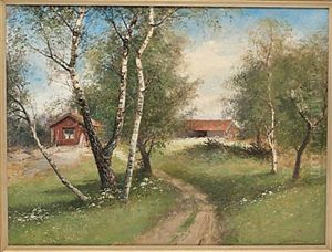 Sommarlandskap Med Bjorkar