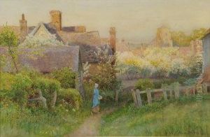 Woman By A Cottage, Village by Walter Follen Bishop