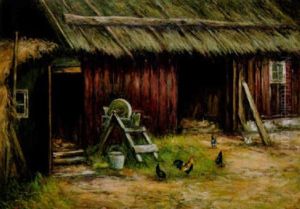 Gardslandskap Med Pickande Hons by Johan Severin Nilsson