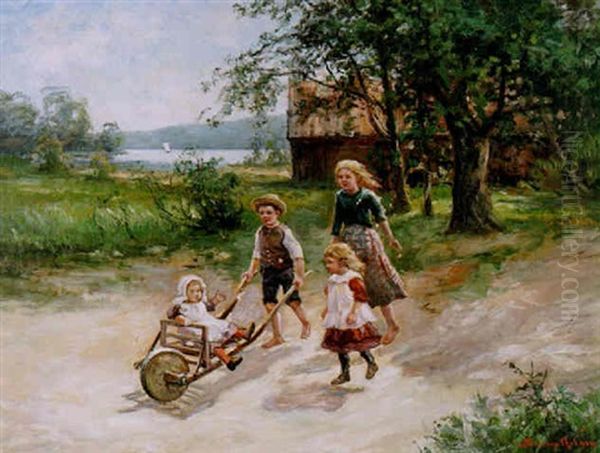 Sommarmotiv Med Lekande Barn - view 1